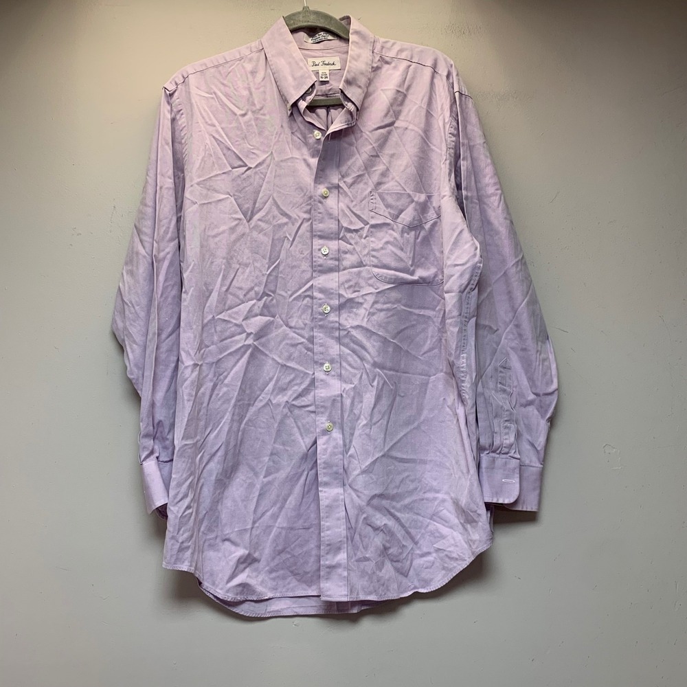 Paul Fredrick Button Down Shirt Mens 16-34 Lavender Excellent Cotton Long Sleeve